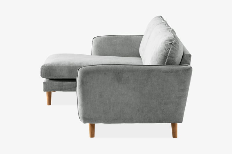Trend Lyx 3-personers Venstrevendt L-formet Chaiselongsofa i Stof - Grå - Møbler - Sofaer - Sofa med chaiselong - 4 personers sofa med chaiselong