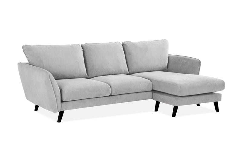 Trend Lyx 3-personers Højrevendt L-formet Chaiselongsofa i Stof - Lysegrå - Møbler - Sofaer - Sofa med chaiselong - 4 personers sofa med chaiselong