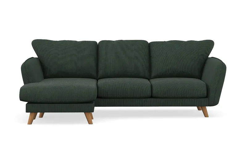 Trend Lyx 3-personers Venstrevendt L-formet Chaiselongsofa i Manchester - Mørkegrøn - Møbler - Sofaer - Sofa med chaiselong - 4 personers sofa med chaiselong