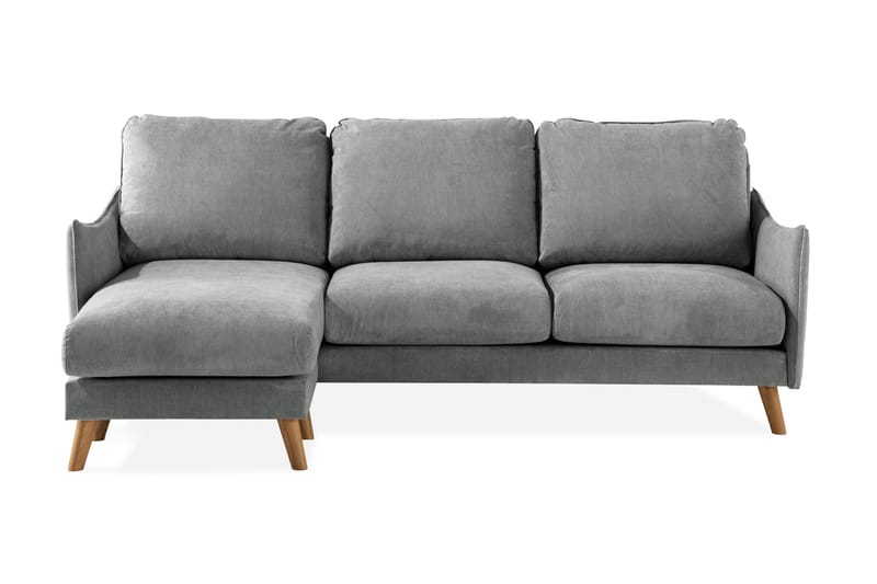 Trend Lyx 3-personers Venstrevendt L-formet Chaiselongsofa i Stof, Grå