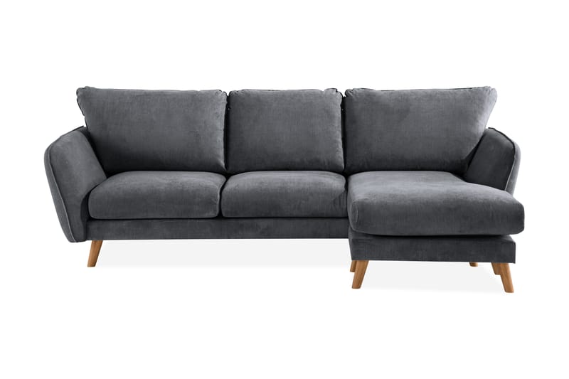 Trend Lyx 3-Pers. Chaiselongsofa Højre - Mørkegrå/Eg - Sofa med chaiselong - 4 personers sofa med chaiselong