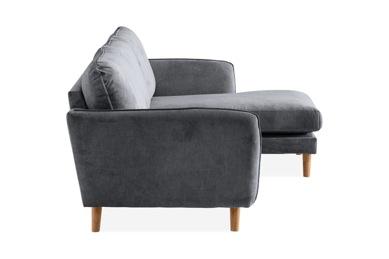 Trend Lyx 3-Pers. Chaiselongsofa Højre - Mørkegrå/Eg - Sofa med chaiselong - 4 personers sofa med chaiselong