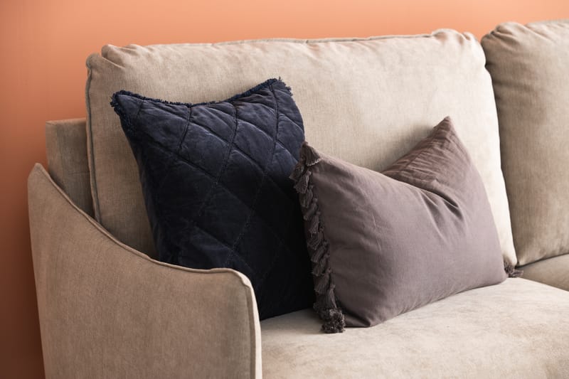 Trend Lyx 3-personers Højrevendt L-formet Chaiselongsofa i Stof - Beige - Møbler - Sofaer - Sofa med chaiselong