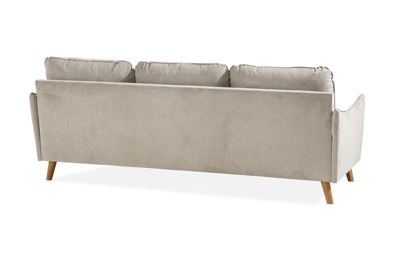 Trend Lyx 3-Pers. Chaiselongsofa Højre - Beige/Eg - Sofa med chaiselong - 4 personers sofa med chaiselong