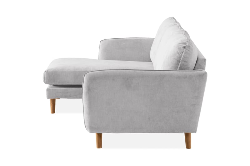 Trend Lyx 3-Pers. Chaiselongsofa Venstre - Lysegrå/Eg - Sofa med chaiselong - 4 personers sofa med chaiselong