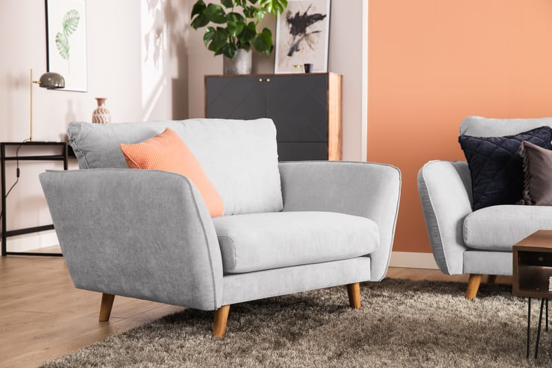 Trend Lyx 3-Pers. Chaiselongsofa Venstre - Lysegrå/Eg - Sofa med chaiselong - 4 personers sofa med chaiselong