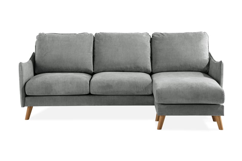 Trend Lyx 3-Pers. Chaiselongsofa Højre - Grå/Eg - Sofa med chaiselong - 4 personers sofa med chaiselong