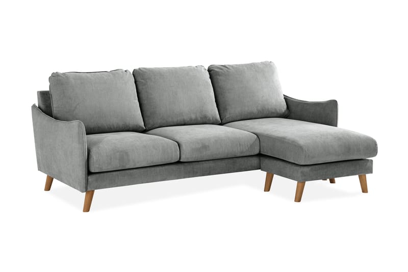 Trend Lyx 3-Pers. Chaiselongsofa Højre - Grå/Eg - Sofa med chaiselong - 4 personers sofa med chaiselong