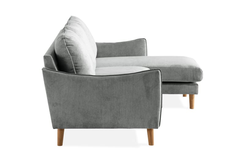 Trend Lyx 3-Pers. Chaiselongsofa Højre - Grå/Eg - Sofa med chaiselong - 4 personers sofa med chaiselong