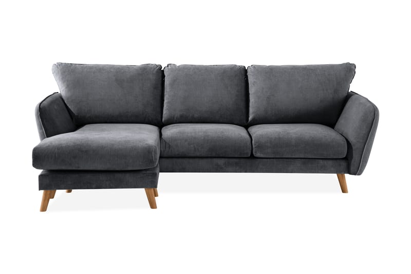 Trend Lyx 3-Pers. Chaiselongsofa Venstre - Mørkegrå/Eg - Sofa med chaiselong - 4 personers sofa med chaiselong