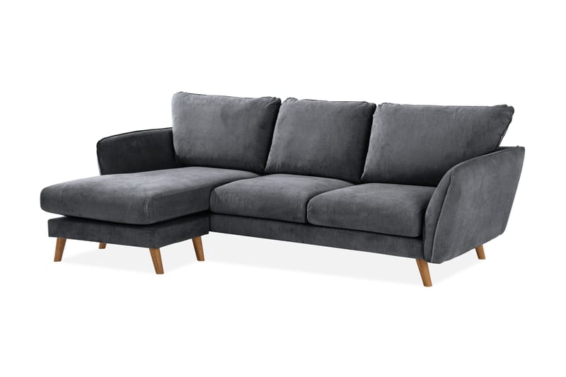 Trend Lyx 3-Pers. Chaiselongsofa Venstre - Mørkegrå/Eg - Sofa med chaiselong - 4 personers sofa med chaiselong