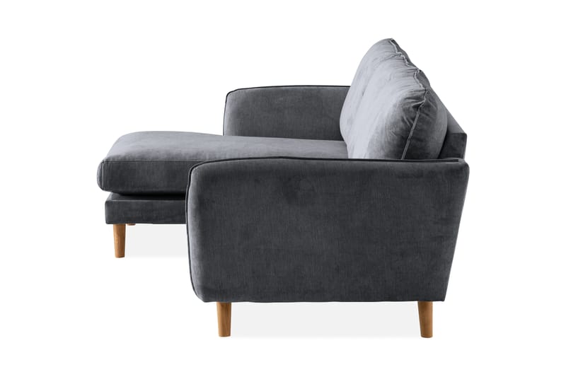 Trend Lyx 3-Pers. Chaiselongsofa Venstre - Mørkegrå/Eg - Sofa med chaiselong - 4 personers sofa med chaiselong