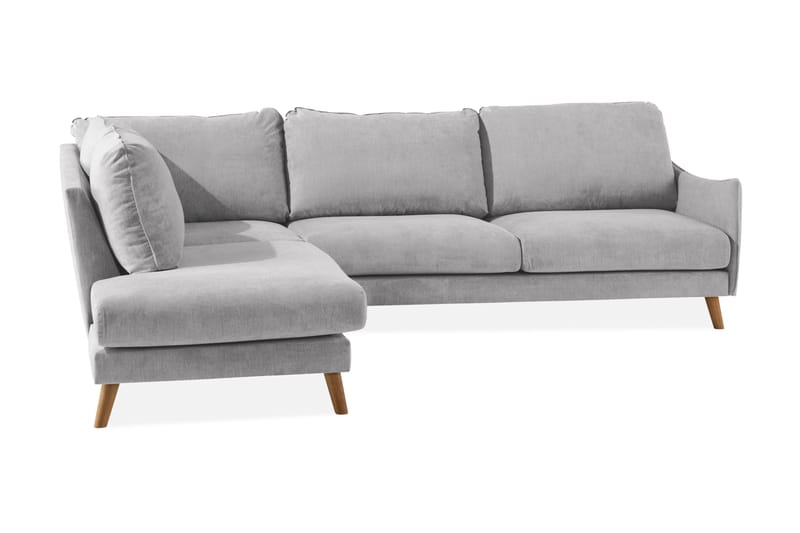 Trend Lyx 3-Pers. Chaiselongsofa Venstre - Lysegrå/Eg - Sofa med chaiselong - 4 personers sofa med chaiselong