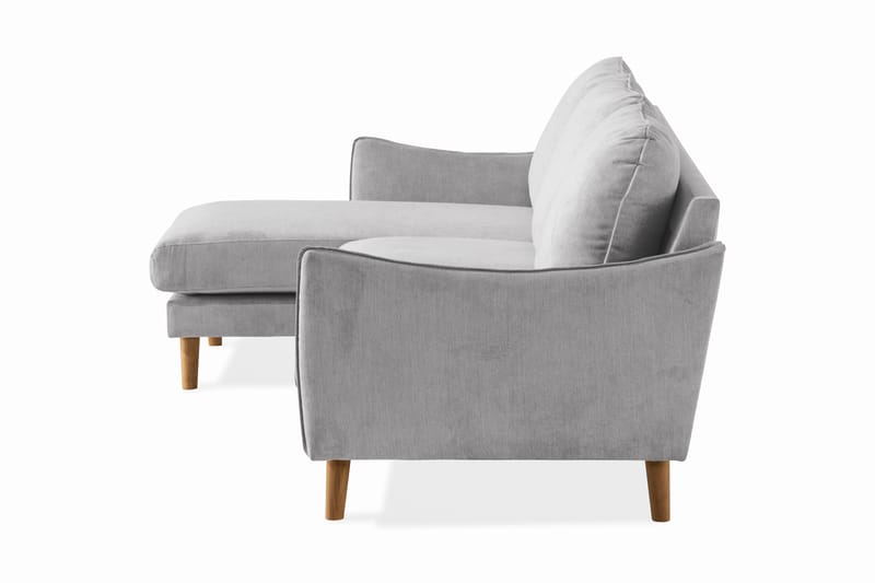 Trend Lyx 3-Pers. Chaiselongsofa Venstre - Lysegrå/Eg - Sofa med chaiselong - 4 personers sofa med chaiselong