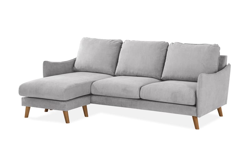 Trend Lyx 3-Pers. Chaiselongsofa Venstre - Lysegrå/Eg - Sofa med chaiselong - 4 personers sofa med chaiselong