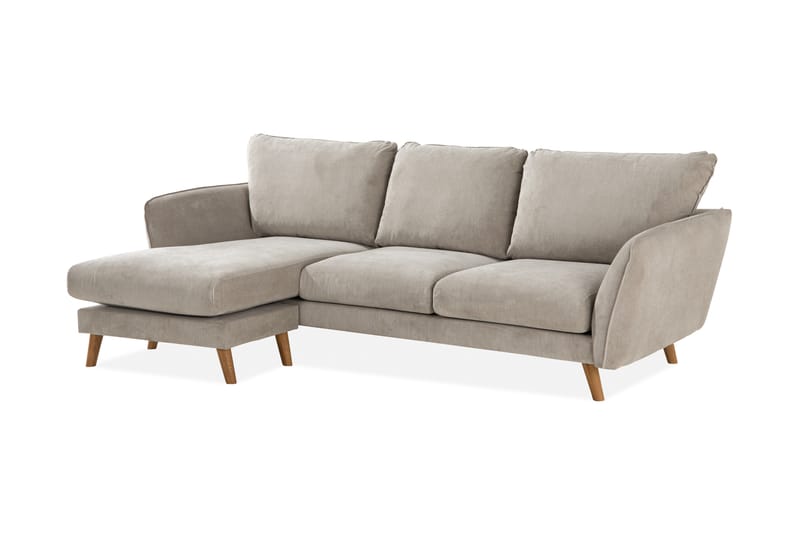 Trend Lyx 3-Pers. Chaiselongsofa Venstre - Beige/Eg - Sofa med chaiselong - 4 personers sofa med chaiselong