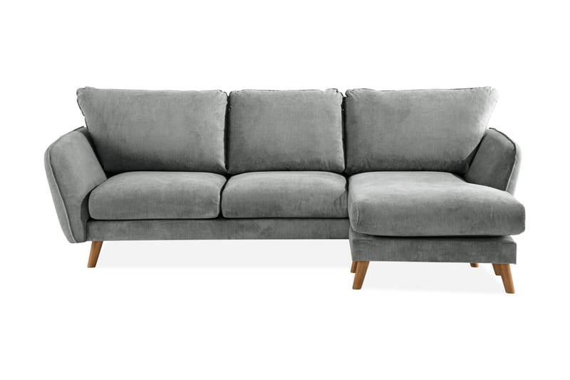 Trend Lyx 3-Pers. Chaiselongsofa Højre - Grå/Eg - Sofa med chaiselong - 4 personers sofa med chaiselong