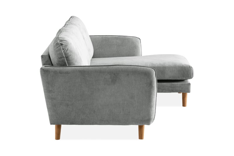 Trend Lyx 3-Pers. Chaiselongsofa Højre - Grå/Eg - Sofa med chaiselong - 4 personers sofa med chaiselong