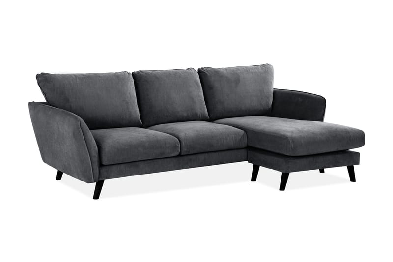 Trend Lyx 3-personers Højrevendt L-formet Chaiselongsofa i Stof - Mørkegrå - Møbler - Sofaer - Sofa med chaiselong