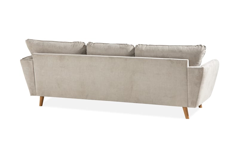 Trend Lyx 3-Pers. Chaiselongsofa Højre - Beige/Eg - Sofa med chaiselong - 4 personers sofa med chaiselong