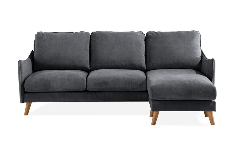 Trend Lyx 3-Pers. Chaiselongsofa Højre - Mørkegrå/Eg - Sofa med chaiselong - 4 personers sofa med chaiselong