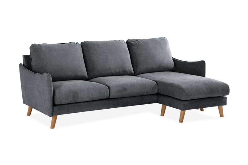 Trend Lyx 3-Pers. Chaiselongsofa Højre - Mørkegrå/Eg - Sofa med chaiselong - 4 personers sofa med chaiselong