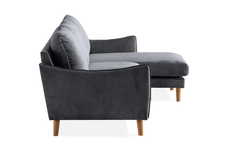 Trend Lyx 3-Pers. Chaiselongsofa Højre - Mørkegrå/Eg - Sofa med chaiselong - 4 personers sofa med chaiselong