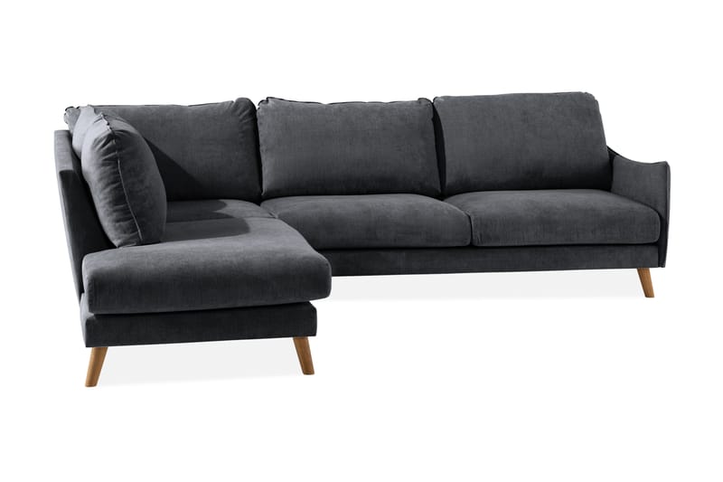 Trend Lyx 3-Pers. Chaiselongsofa Venstre - Mørkegrå/Eg - Sofa med chaiselong - 4 personers sofa med chaiselong