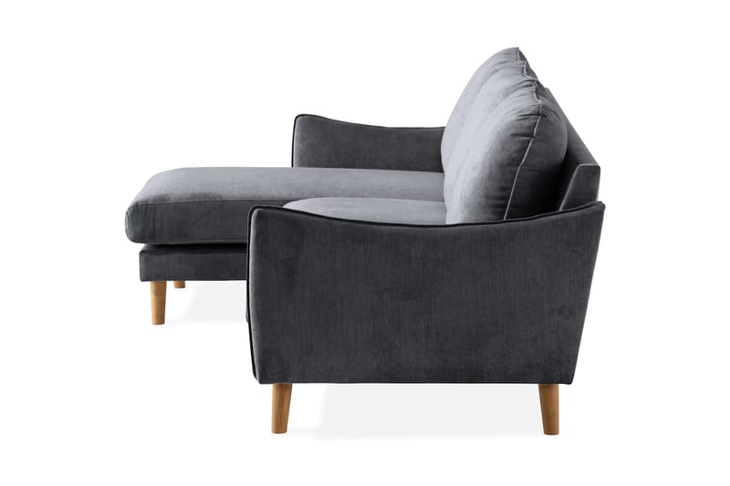 Trend Lyx 3-Pers. Chaiselongsofa Venstre - Mørkegrå/Eg - Sofa med chaiselong - 4 personers sofa med chaiselong