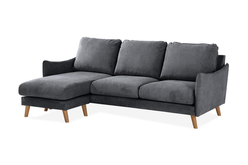 Trend Lyx 3-Pers. Chaiselongsofa Venstre - Mørkegrå/Eg - Sofa med chaiselong - 4 personers sofa med chaiselong