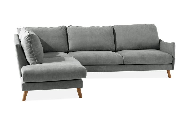 Trend Lyx 3-Pers. Chaiselongsofa Venstre - Grå/Eg - Sofa med chaiselong - 4 personers sofa med chaiselong