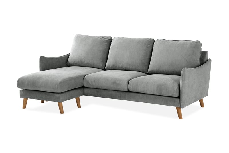 Trend Lyx 3-Pers. Chaiselongsofa Venstre - Grå/Eg - Sofa med chaiselong - 4 personers sofa med chaiselong