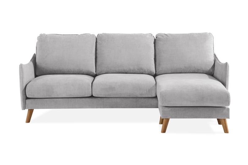 Trend Lyx 3-Pers. Chaiselongsofa Højre - Lysegrå/Eg - Sofa med chaiselong - 4 personers sofa med chaiselong