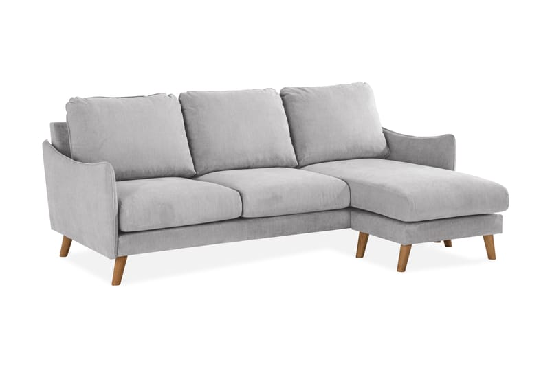 Trend Lyx 3-Pers. Chaiselongsofa Højre - Lysegrå/Eg - Sofa med chaiselong - 4 personers sofa med chaiselong