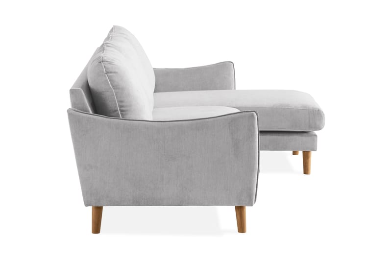 Trend Lyx 3-Pers. Chaiselongsofa Højre - Lysegrå/Eg - Sofa med chaiselong - 4 personers sofa med chaiselong