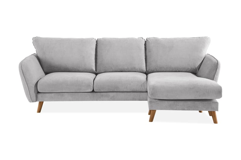 Trend Lyx 3-Pers. Chaiselongsofa Højre - Lysegrå/Eg - Sofa med chaiselong - 4 personers sofa med chaiselong