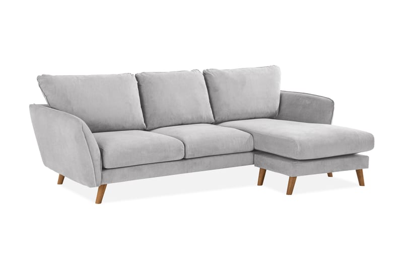 Trend Lyx 3-Pers. Chaiselongsofa Højre - Lysegrå/Eg - Sofa med chaiselong - 4 personers sofa med chaiselong