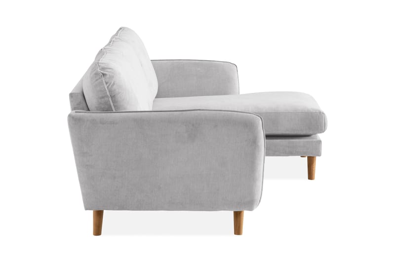 Trend Lyx 3-Pers. Chaiselongsofa Højre - Lysegrå/Eg - Sofa med chaiselong - 4 personers sofa med chaiselong