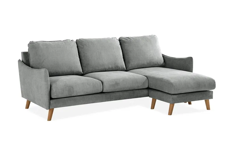 Trend Lyx 3-personers Højrevendt L-formet Chaiselongsofa i Stof - Grå - Møbler - Sofaer - Sofa med chaiselong - 4 personers sofa med chaiselong