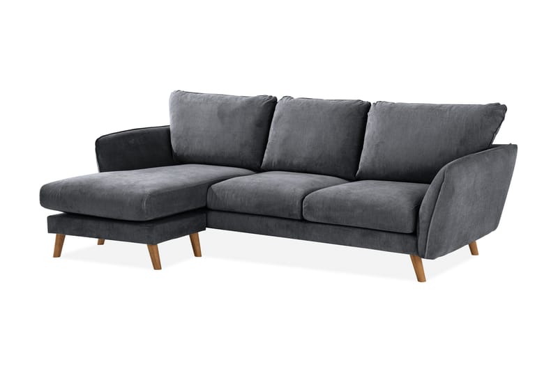 Trend Lyx 3-personers Venstrevendt L-formet Chaiselongsofa i Stof - Mørkegrå - Møbler - Sofaer - Sofa med chaiselong - 4 personers sofa med chaiselong