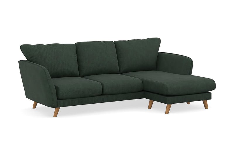 Trend Lyx 3-personers Højrevendt L-formet Chaiselongsofa i Manchester - Mørkegrøn - Møbler - Sofaer - Sofa med chaiselong - 4 personers sofa med chaiselong