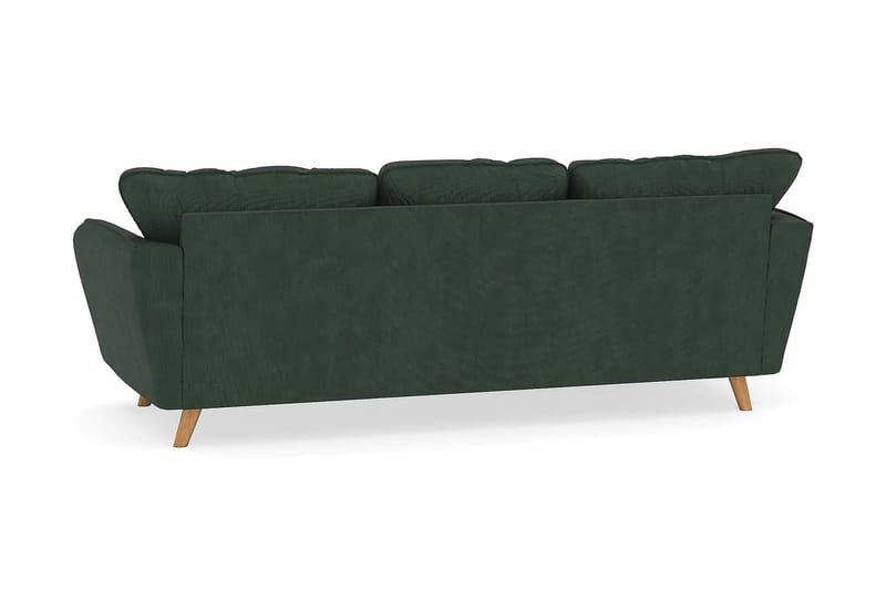 Trend Lyx 3-Pers. Chaiselongsofa Venstre - Mørkegrøn Jernbanefløjl - Sofa med chaiselong - 4 personers sofa med chaiselong