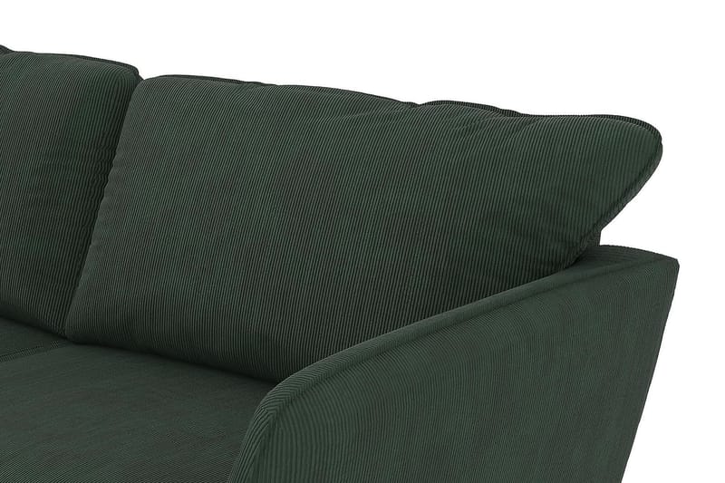 Trend Lyx 3-Pers. Chaiselongsofa Venstre - Mørkegrøn Jernbanefløjl - Sofa med chaiselong - 4 personers sofa med chaiselong