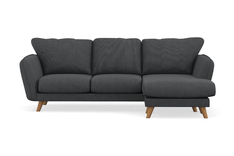 Trend Lyx 3-Pers. Chaiselongsofa Højre - Mørkegrå Jernbanefløjl - Sofa med chaiselong - 4 personers sofa med chaiselong