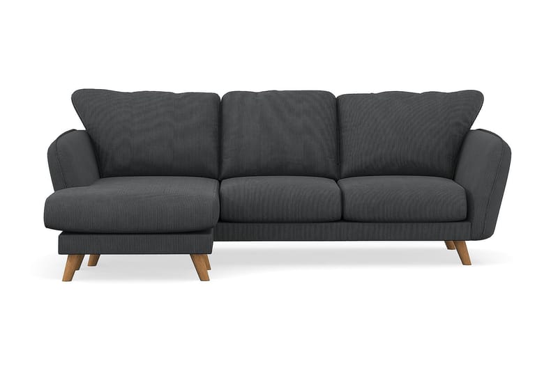 Trend Lyx 3-Pers. Chaiselongsofa Venstre - Mørkegrå Jernbanefløjl - Sofa med chaiselong - 4 personers sofa med chaiselong