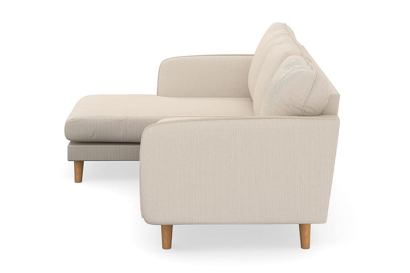 Trend Lyx 3-Pers. Chaiselongsofa Venstre - Beige Jernbanefløjl - Sofa med chaiselong - 4 personers sofa med chaiselong