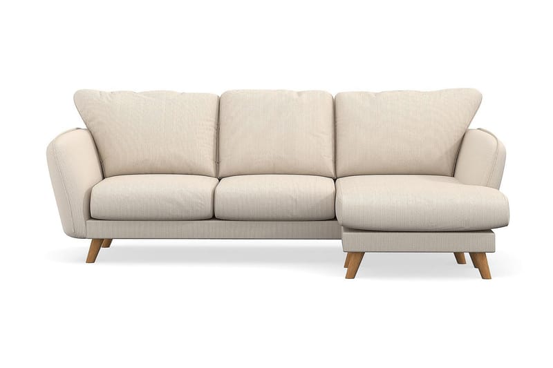 Trend Lyx 3-Pers. Chaiselongsofa Højre - Beige Jernbanefløjl - Sofa med chaiselong - 4 personers sofa med chaiselong