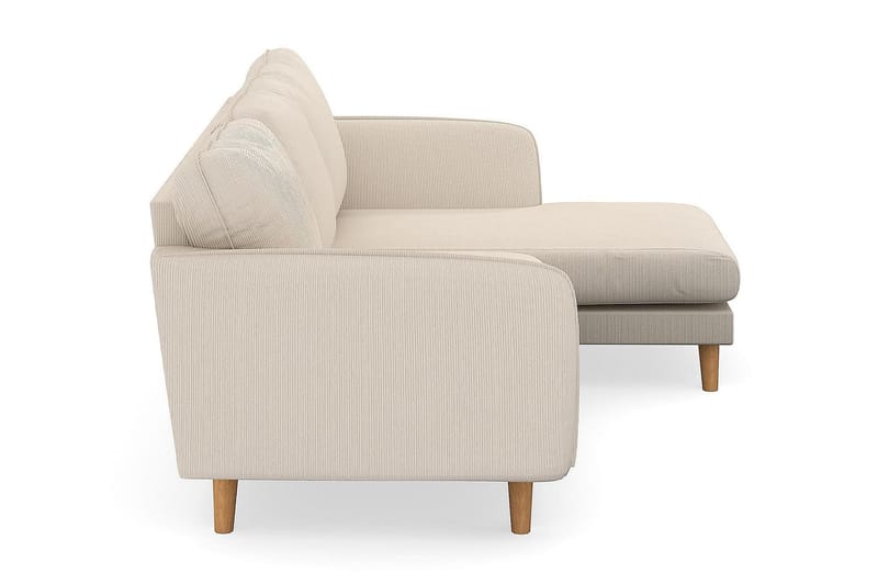 Trend Lyx 3-Pers. Chaiselongsofa Højre - Beige Jernbanefløjl - Sofa med chaiselong - 4 personers sofa med chaiselong