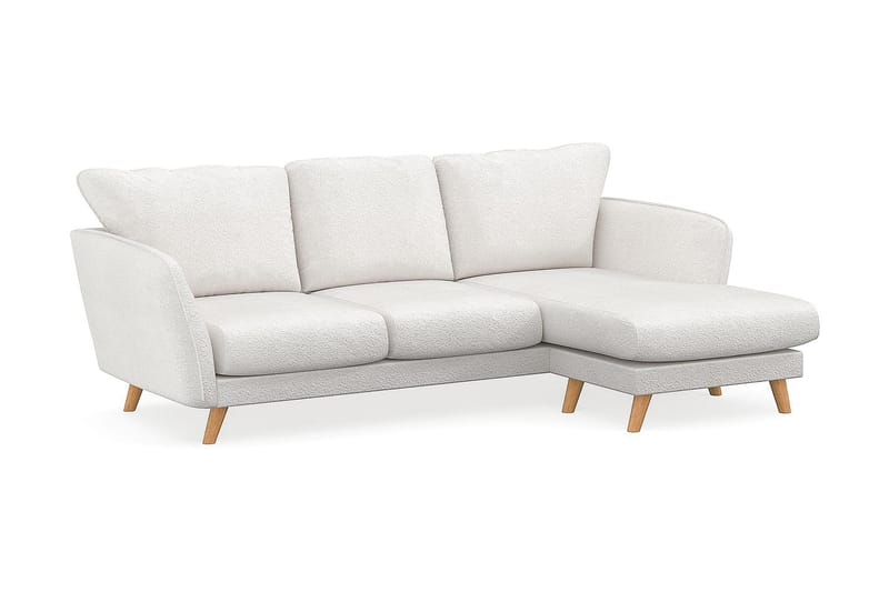 Trend Lyx 3-Pers. Chaiselongsofa Højre - Hvid|Bouclé - Sofa med chaiselong - 4 personers sofa med chaiselong