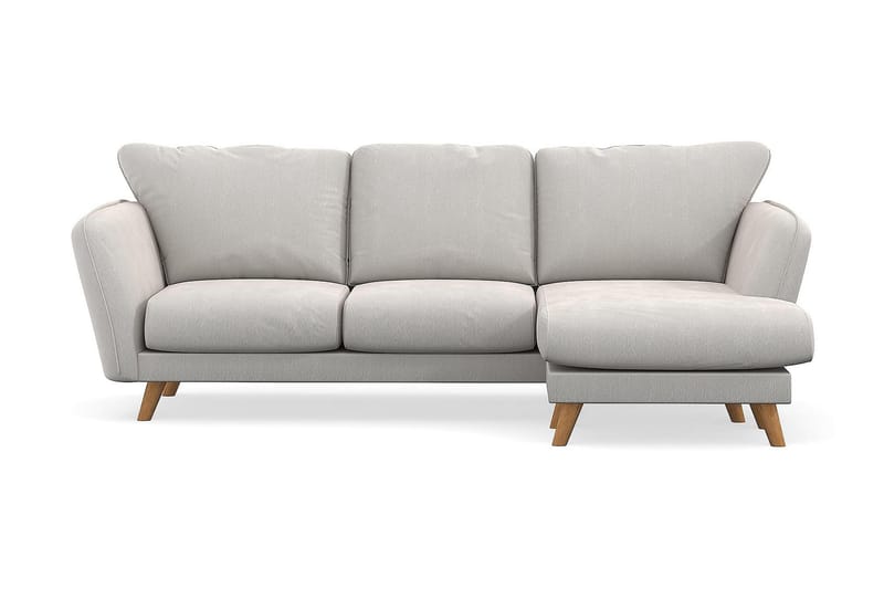 Trend Lyx 3-Pers. Chaiselongsofa Højre - Hvid Velour - Sofa med chaiselong - 4 personers sofa med chaiselong